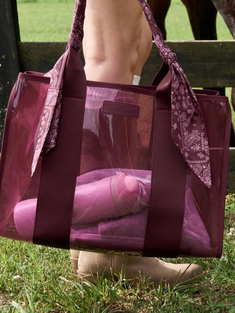 Case-Mate Mulberry Twilly Jelly Tote Burgundy Western Beach Travel Bag NWT - Picture 2 of 9